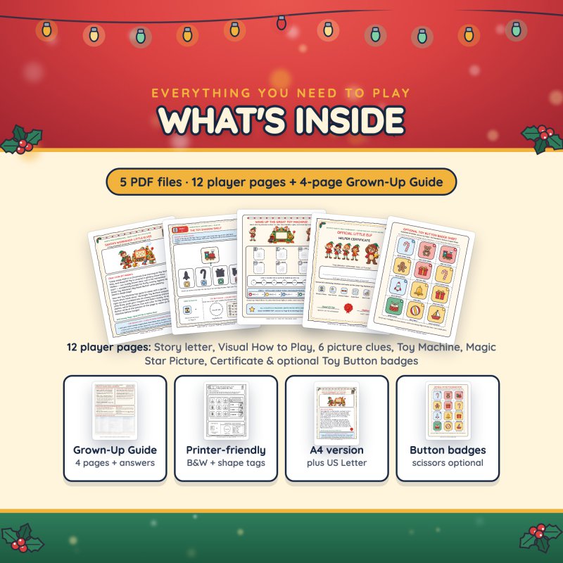 What's inside: 12 player pages, the Grown-Up Guide, a black & white version and A4 pages