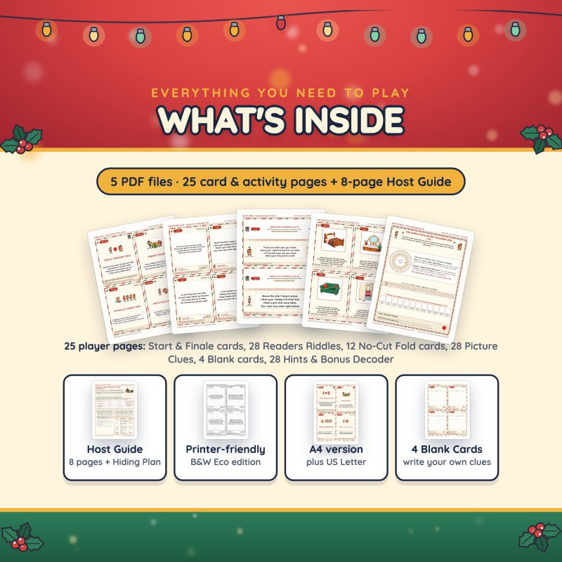 What's inside: 25 player pages, the Host Guide, a black & white version and A4 pages