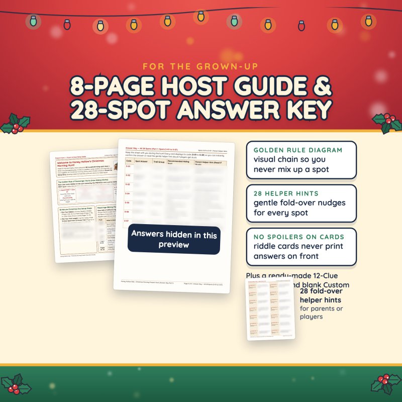 The Host Guide with the Hiding Plan, Custom Trail Planner and answer key (answers hidden in this preview)