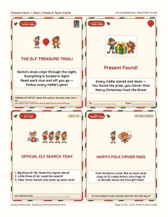 Start card, Present Found card, team card and cipher pass