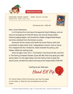 Case File #12 letter from Head Elf Pip, to read out loud