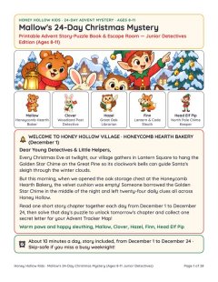 Ages 8-11 · Junior Detectives cover, cast and December 1 welcome letter